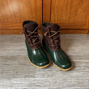 Sperry Brown and Green Winter Boots Waterproof Leather